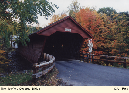The Newfield Covered Bridge in Newfield, New York USA. Photo by Jon Reis.