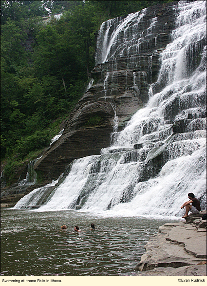 Swimming at Ithaca Falls in Ithaca in the&nbsp;Finger&nbsp;Lakes, New York, USA.