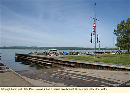 Although Lodi Point State Park is small, it has a marina on a beautiful beach with calm, clear water.