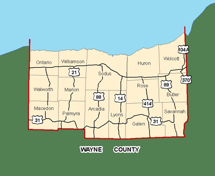 Map of Wayne County, New York