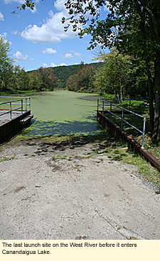 The last launch site on the West River before it enters Canandaigua Lake.