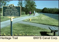Biking on the Heritage Trail at Irondequoit Creek in the Finger Lakes, New York USA.