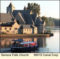 Seneca Falls Church in Seneca Falls, New York USA. Seneca Falls is on the Seneca-Cayuga Canal in the Finger Lakes Region of Upstate New York.