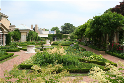 A portion of the gardens at the George Eastman House in Rochester, New York in the Finger Lakes.