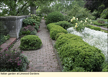 The Italian garden at Linwood Gardens in Linwood, New York in the Finger Lakes.