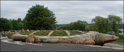 The Turtle Earth sculpture at the Ithaca Children's Garden in Ithaca, New York in the Finger Lakes.