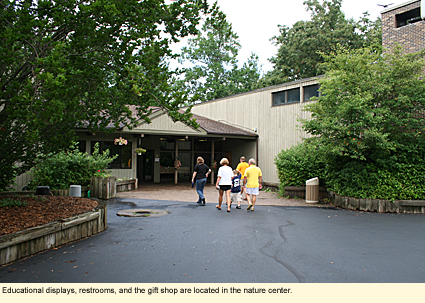 Educational displays, restrooms, and the gift shop are located in Beaver Lake Nature Center.