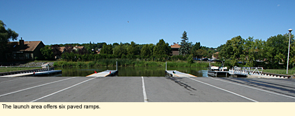 The launch area at Canandaigua Lake State Marine Park offers six paved ramps.