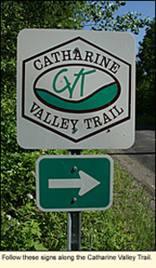 Follow these signs along the Catharine Valley Trail in the Finger Lakes, New York, USA.