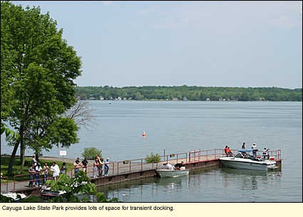 Cayuga Lake State Park provides lots of space for transient docking.