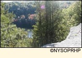Rocky outcropping at Clark Reservation State Park in Onondaga County in the Finger Lakes Region, New York USA.