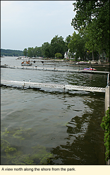 A view north along the Conesus Lake shore from Conesus Lake State Park.