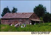 Longhouse at Ganandaga State Historic Site in Ontario County in the Finger Lakes Region, New York USA.