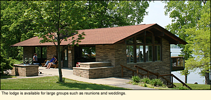 The lodge at Keuka Lake State Park is available for large groups such as reunions and weddings.