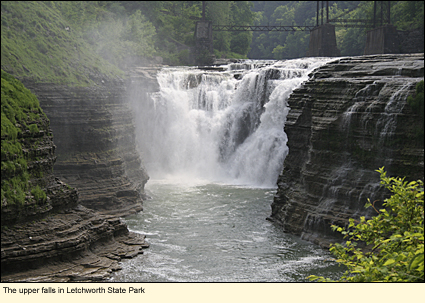 The upper falls in Letchworth State Park in the Finger Lakes, New York, USA