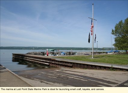 The marina at Lodi Point State Marine Park is ideal for launching small craft, kayaks, and canoes.