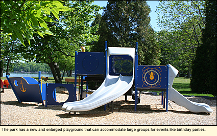 Lodi Point State Marine Park has a new and enlarged playground that can accommodate large groups for events like birthday parties.