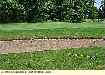 One of two putting practice greens at Springbrook Greens State Golf Couse in Fair Haven, New York.