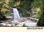 One of three waterfalls in Stony Brook State Park in Livingston County in the Finger Lakes Region, New York USA.