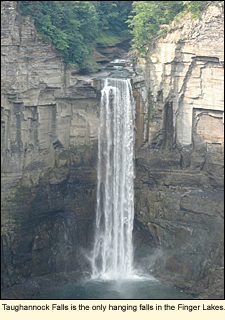 Taughannock Falls is the only hanging falls in the Finger Lakes, New York, USA.