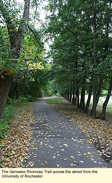 The Genesee Riverway Trail across the street from the University of Rochester.