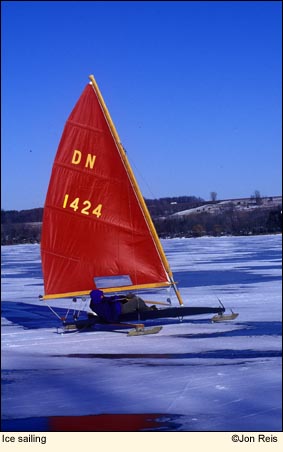Ice sailing in the Finger Lakes, New York USA. Photo by Jon Reis.