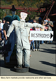 Many farm markets provide restrooms and other services in the Finger Lakes, New york, USA.