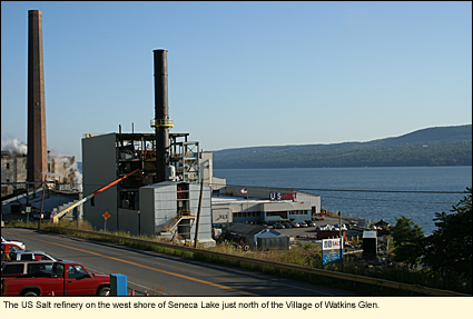 The US Salt refinery on the west shore of Seneca Lake just north of the Village of Watkins Glen.
