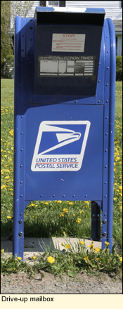 Typical U.S. Postal Service drive-up mailbox in the Finger Lakes, New York