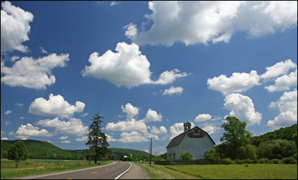 Barn on State Route 13 in the Town of Newfield, Tompkins County in the Finger Lakes, New York USA