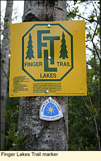 Finger Lakes Trail marker in the Finger Lakes, New York USA