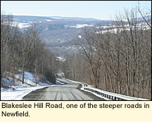 Blakeslee Hill Rd., one of the steeper roads in New, New York USA.