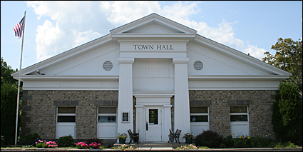 The Town of Ulysses Town Hall in Tompkins County, the Finger Lakes, New York, USA.