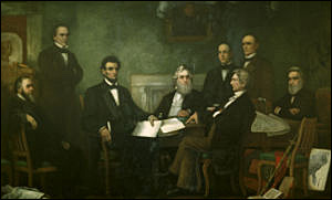 The First Reading of the Emancipation Proclamation by artist Francis Bicknell Carpenter (1830-1900).