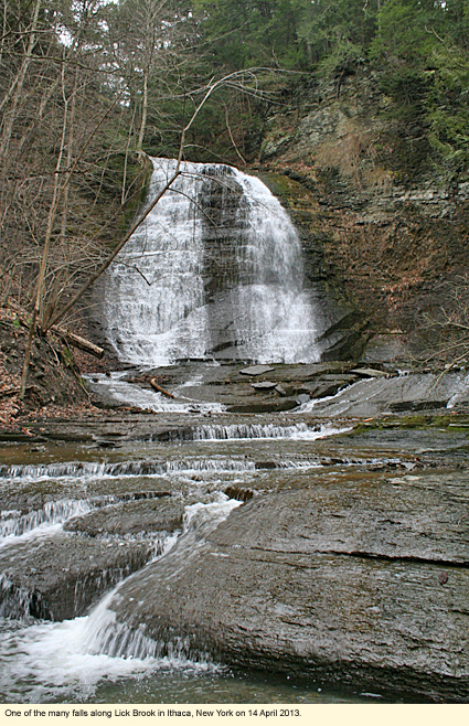 One of the many falls along Lick Brook in Ithaca, New York, USA on 14 April 2013.