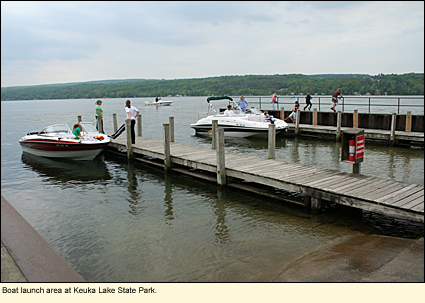 Boat launch at keuka Lake State Park in the Finger lakes, New York, USA.