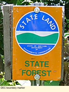 Department of Environmental Conservation boundary sign.
