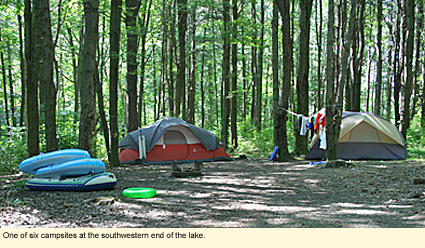 One of six campsites at the southwestern end of Sanford Lake.
