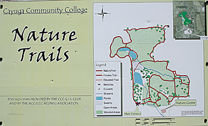 Cayuga Community College Nature Trails map.