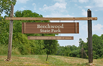 The western entrance to Beechwood State Park in Sodus, New York, USA.