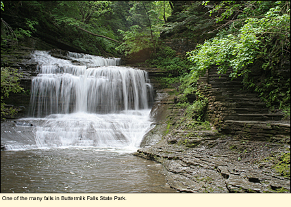 One of the many falls in Buttermilk Falls State Park in the Finger Lakes, New York, USA.
