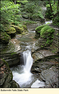 Buttermilk Falls State Park in the Finger Lakes Region, New York, USA