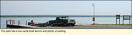 Cayuga Lake State Park has a two-ramp boat launch and plenty of parking.