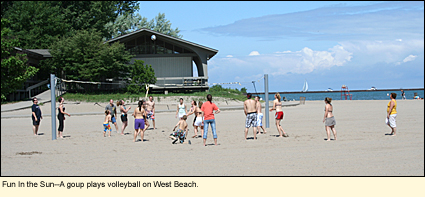 Fun In the Sun--A groups plays volleyball on West Beach at Fair Haven Beach State Park in Fair Haven, New York.