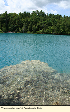 The massive reef of Deadman's Point in Green Lakes State Park.