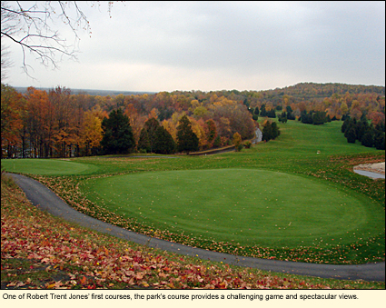 One of Robert Trent Jones' first courses, the park's course provides a challenging game and spectacular views at Green Lakes State Park in the Finger Lakes, New York, USA.