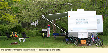 Keuka Lake State Park has 150 camp sites available for both campers and tents.