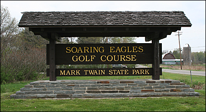 The entrance to Soaring Eagles Golf Course at Mark Twain State Park in the Town of Veteran, Chemung County, New York, USA.
