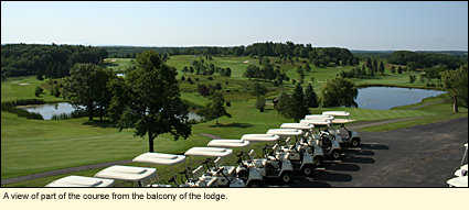 A view of part of the course at Pinnacle State Park from the balcony of the lodge.