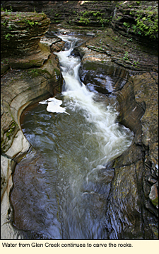 Water from Glen Creek in Watkins Glen State Park continues to carve the rocks.